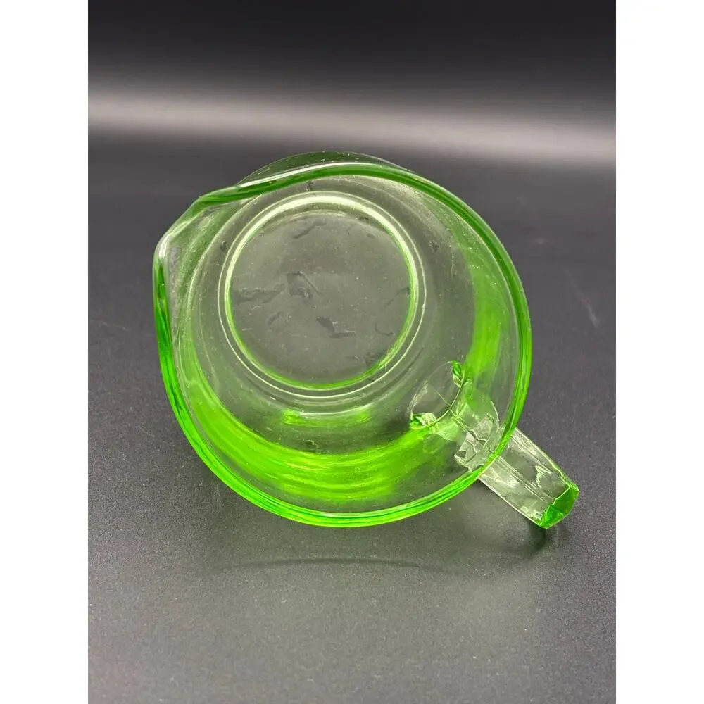 Vintage 1930s Green Depression Glass Uranium Vaseline Creamer